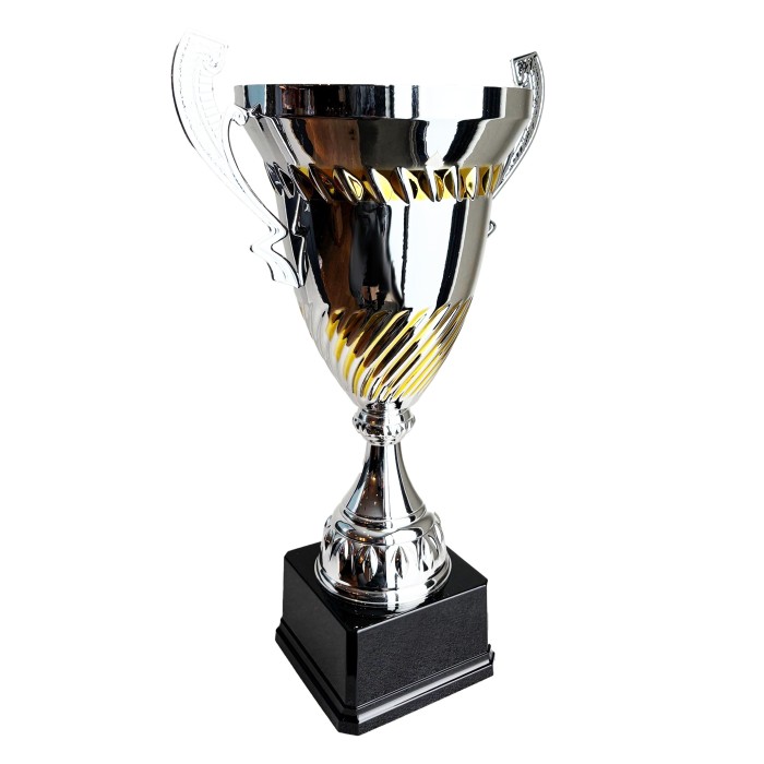 LARGE SILVER AND GOLD METAL HANDLED TROPHY CUP - 3 SIZES - 36CM to 51CM